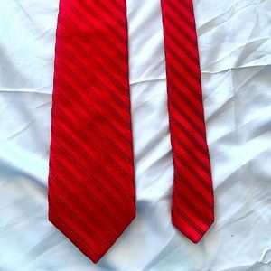 Valentino 100% Silk Tie Made in Italy Red with Diagonal Satin Stripes
